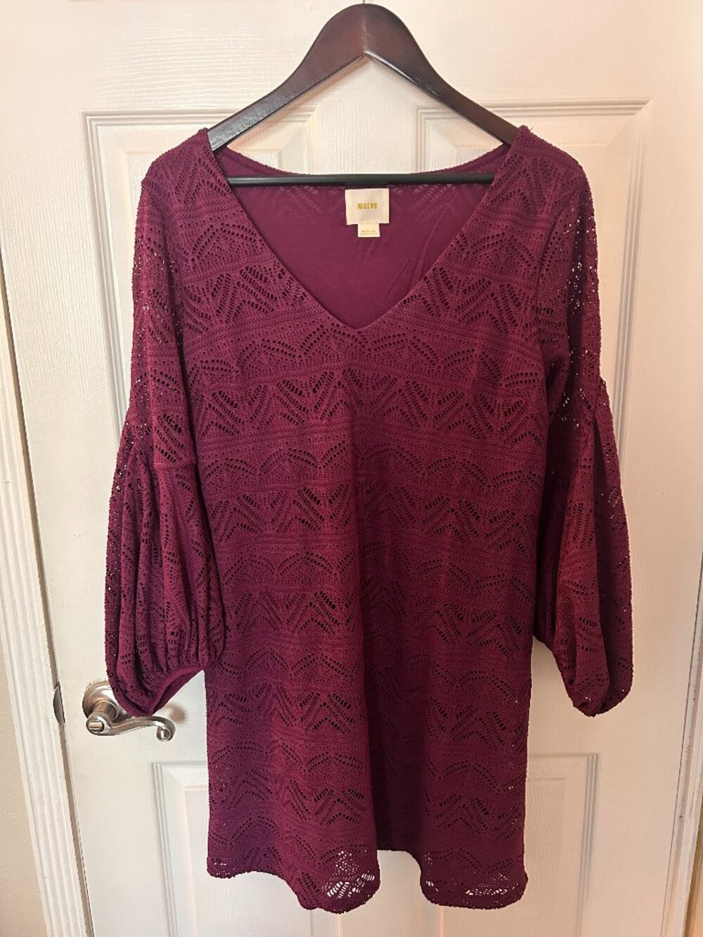Anthropologie Maeve Lailia Purple Lace Dress, Size Medium